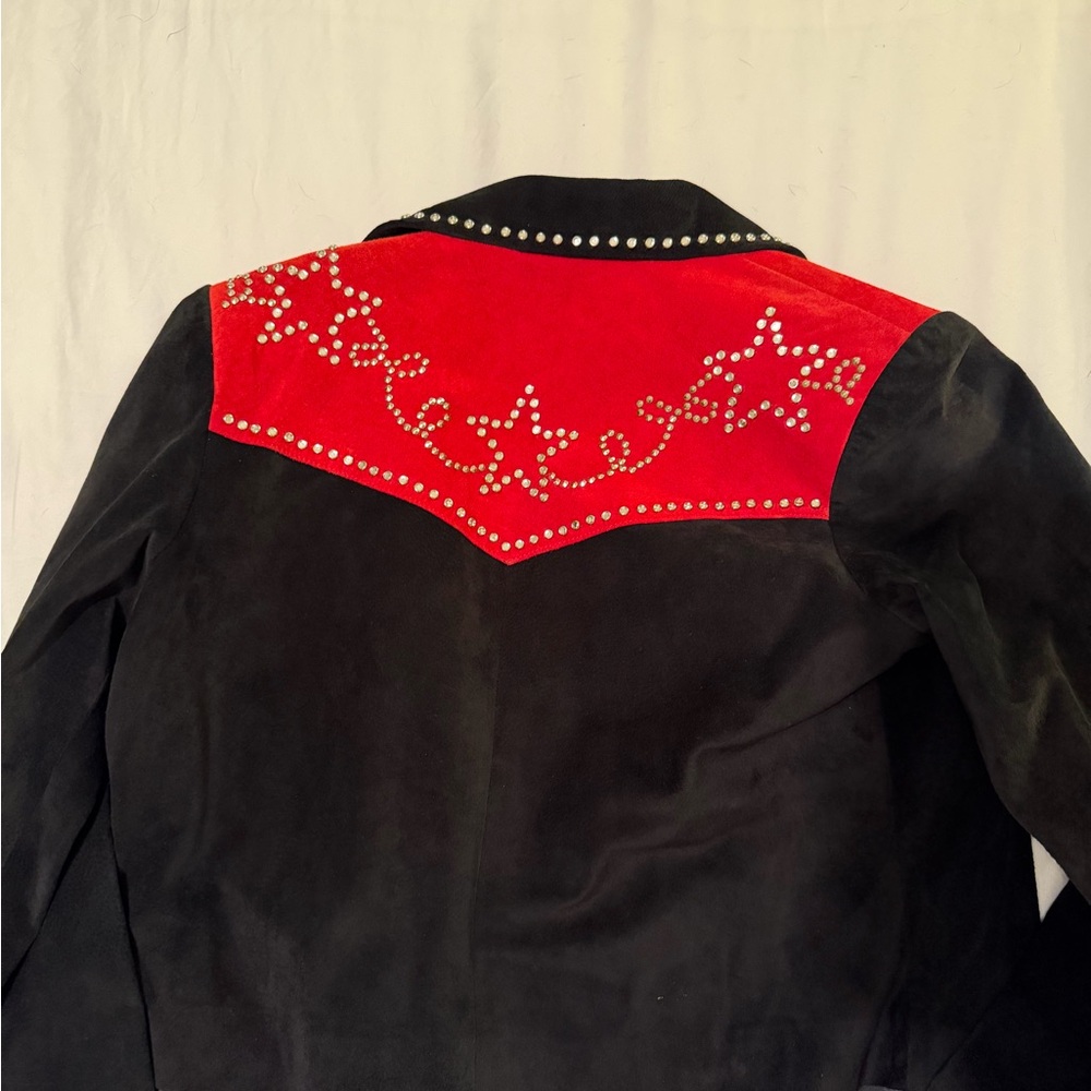 Scully Black Suede Jacket with Red Studded Yoke - Picture 2 of 7